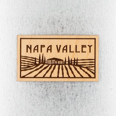 Napa Valley Rectangle Wood Magnet