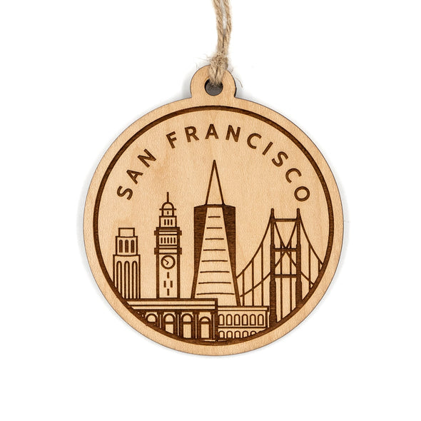 San Francisco Skyline Wood Ornament