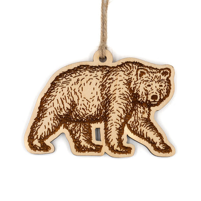 Grizzly Bear Wood Ornament