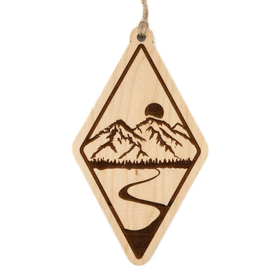 Mountains and River Wood Ornament