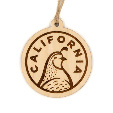 California Quail Wood Ornament