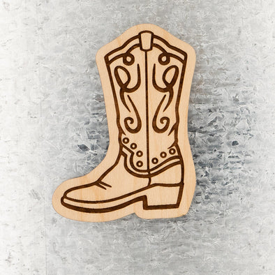 Cowboy Boot Wood Magnet