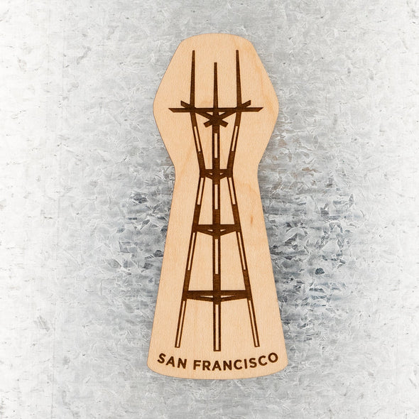 San Francisco Sutro Tower Wood Magnet