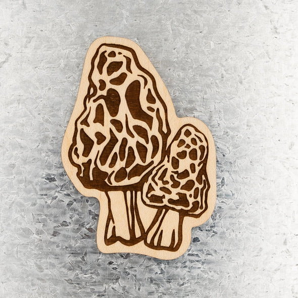 Morel Mushroom Wood Magnet