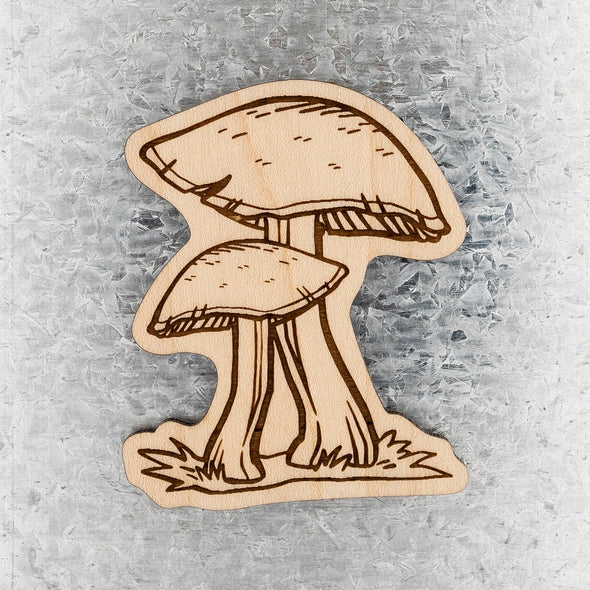 Garden Mushroom Wood Magnet
