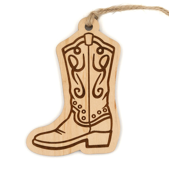 Cowboy Boot Wood Ornament