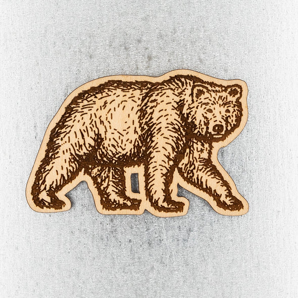 Grizzly Bear Wood Magnet