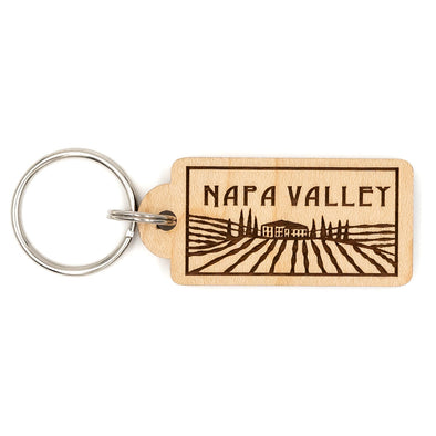 Napa Valley Rectangle Wood Keychain