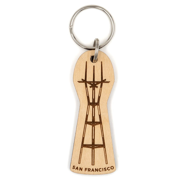 San Francisco Sutro Tower Wood Keychain
