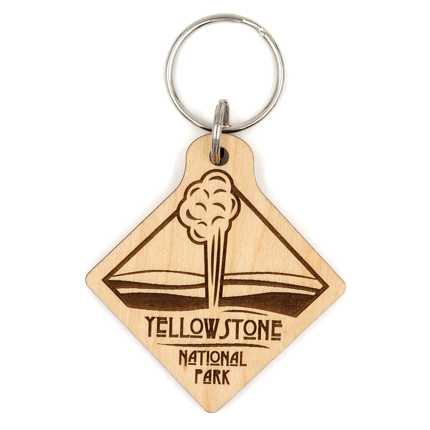 【希少】イエローストーン サイン入りハンドセレクテッド Yellowstone Yellowstone National Park Wood Keychain – Steamer Lane Design