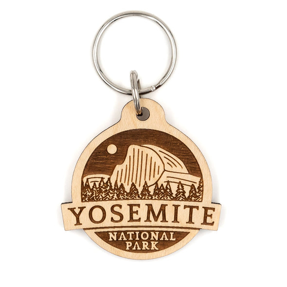 Yosemite Badge Wood Keychain