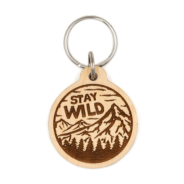 Stay Wild Wood Keychain