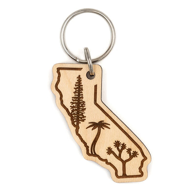 California Trees Wood Keychain
