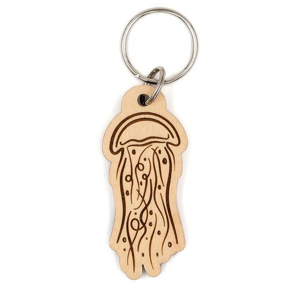 Jellyfish Wood Keychain