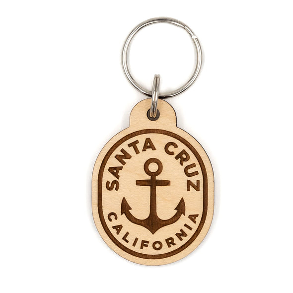 Santa Cruz Anchor Wood Keychain