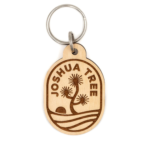 Joshua Tree Oval Wood Keychain