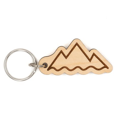 Mountains and Waves Wood Keychain