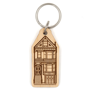 Victorian House Wood Keychain