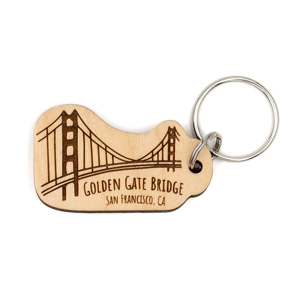 Golden Gate Bridge Rectangle Wood Keychain