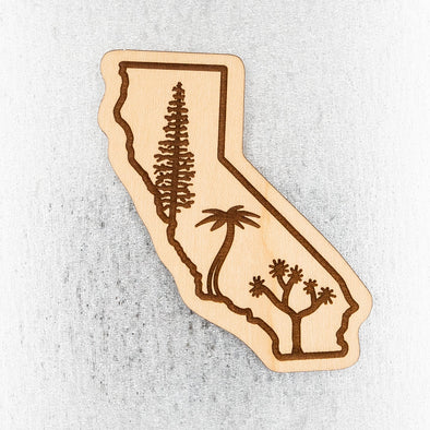 California Trees Wood Magnet