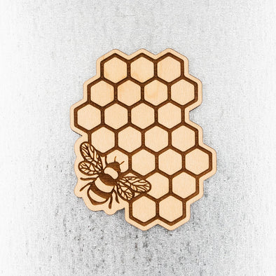 Honeycomb & Bee Wood Magnet