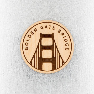 Golden Gate Bridge Circle Wood Magnet