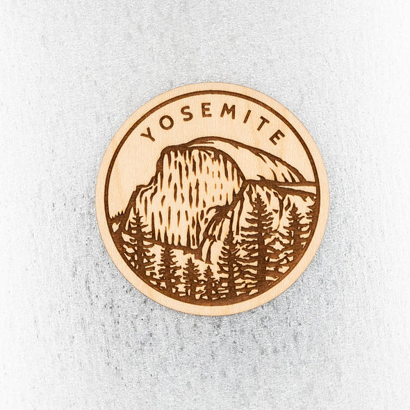 Yosemite Half Dome Circle Wood Magnet