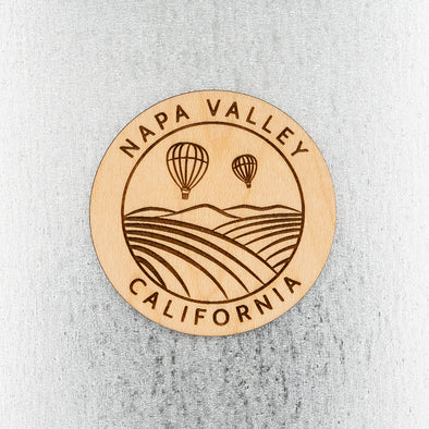 Napa Valley Circle Wood Magnet