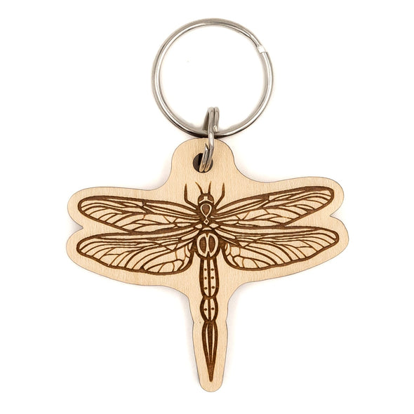 Dragonfly Wood Keychain